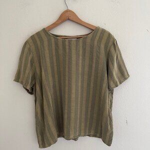 CUT LOOSE Green Striped Rayon Top: Excellent Condition: Size Large